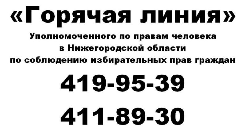 Нижегородский омбудсмен проводит горячую телефонную линию по соблюдению избирательных прав граждан