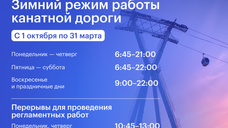 С 1 октября нижегородская канатная дорога переходит на зимний режим работы