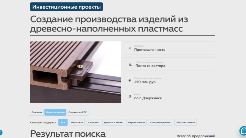 Витрина инвестпроектов доработана на инвестиционном портале Нижегородской области