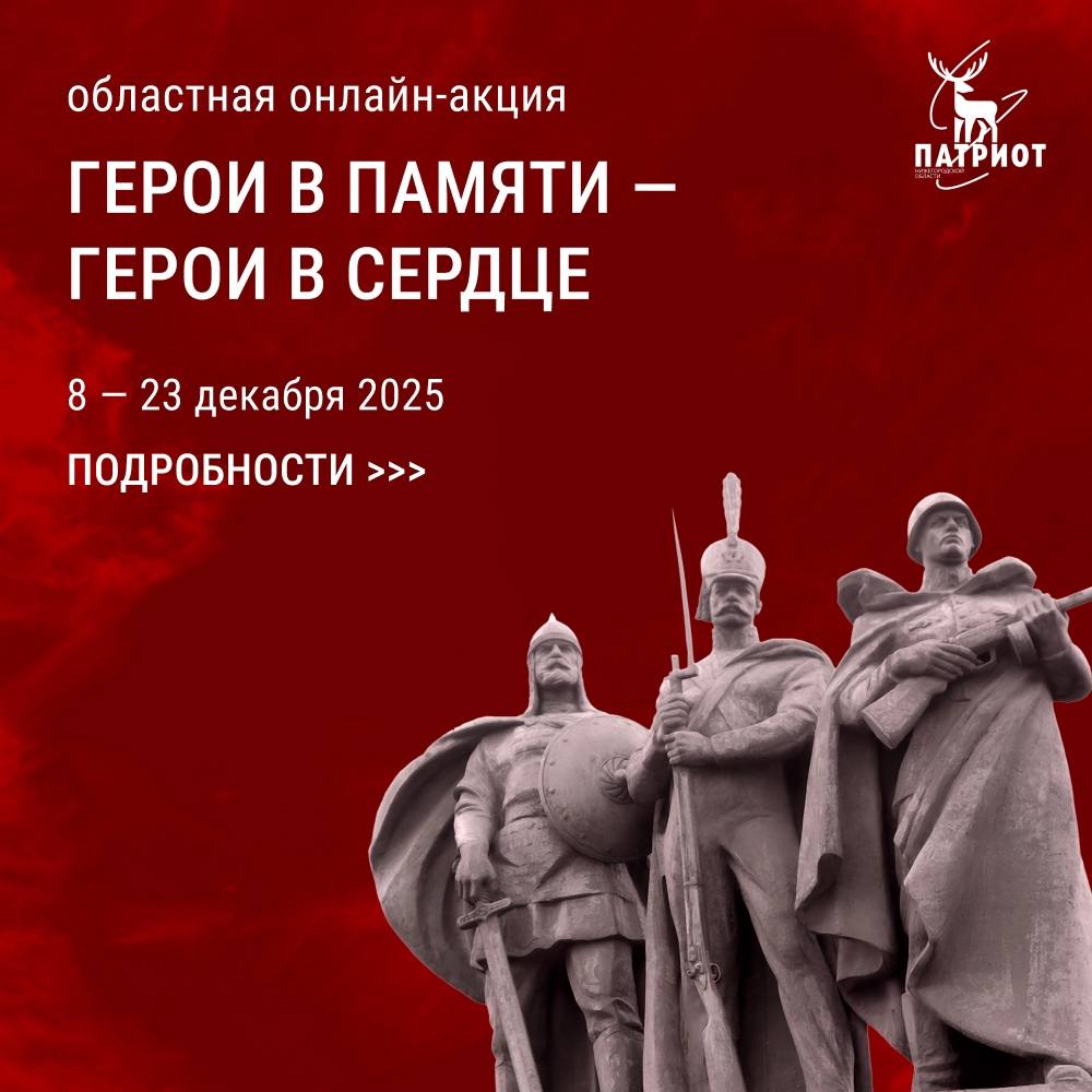 Юных нижегородцев приглашают к участию в онлайн-акции ко Дню Героев Отечества «Герои в памяти – герои в сердце»